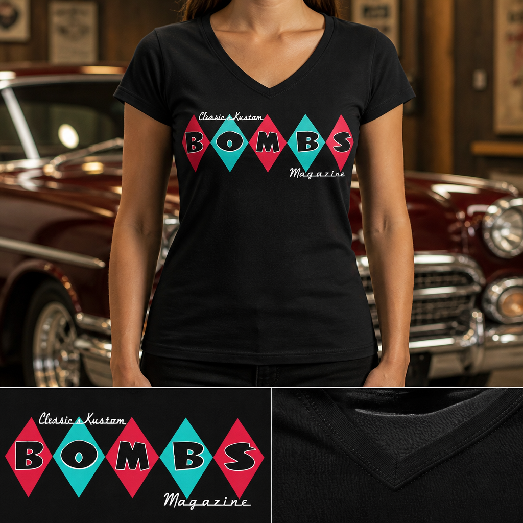 Women's V-Neck Classic & Kustom Bombs T-Shirt - Image 3