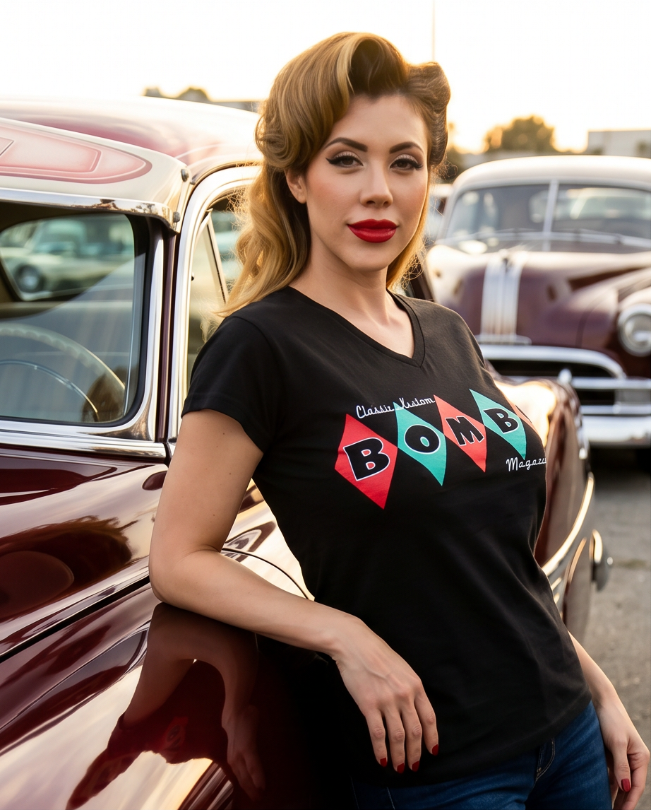 Women's V-Neck Classic & Kustom Bombs T-Shirt - Image 2