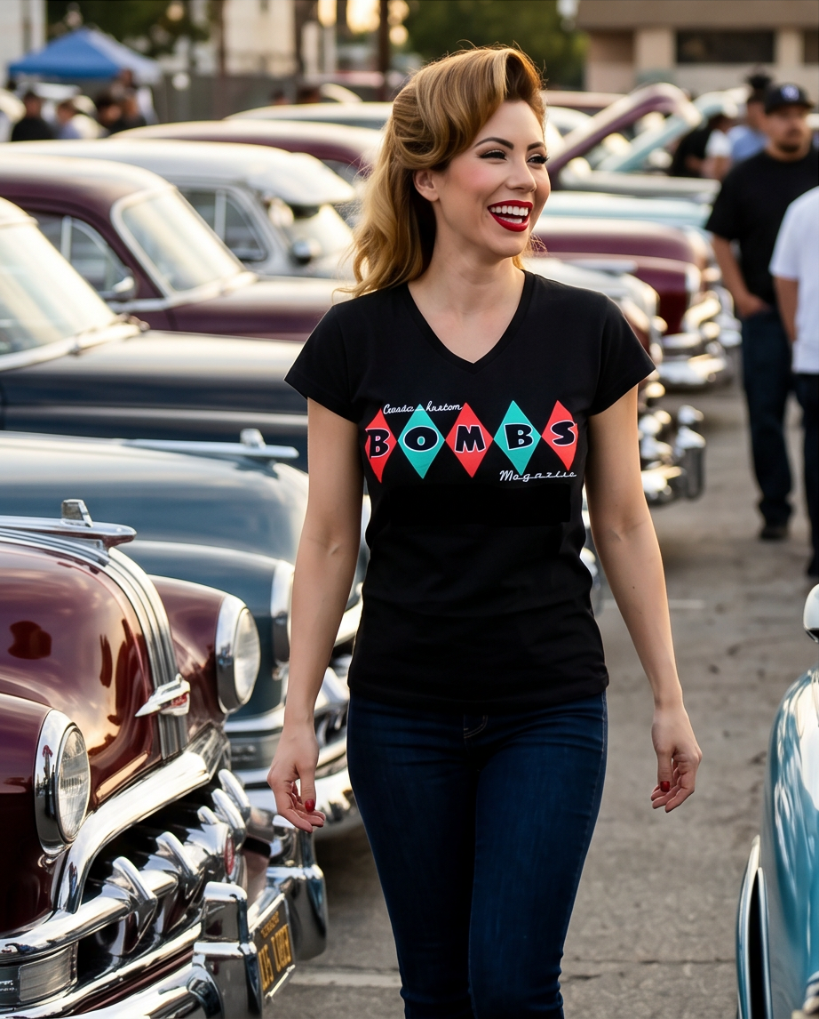 Women's V-Neck Classic & Kustom Bombs T-Shirt