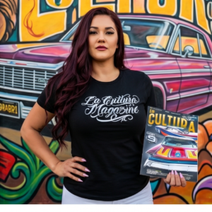 Women's Black La Cultura Magazine Grey Script T-Shirt