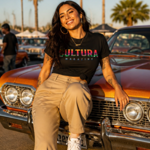 Women's Black La Cultura Magazine Serape Script T-Shirt