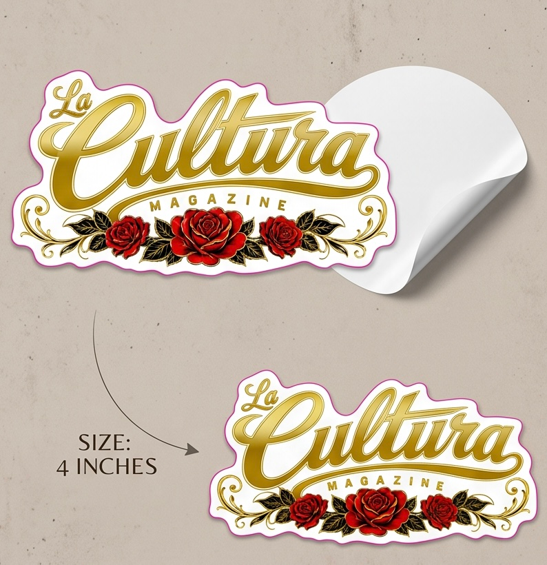 La Cultura Magazine Logo Sticker Wtih Roses - Image 3