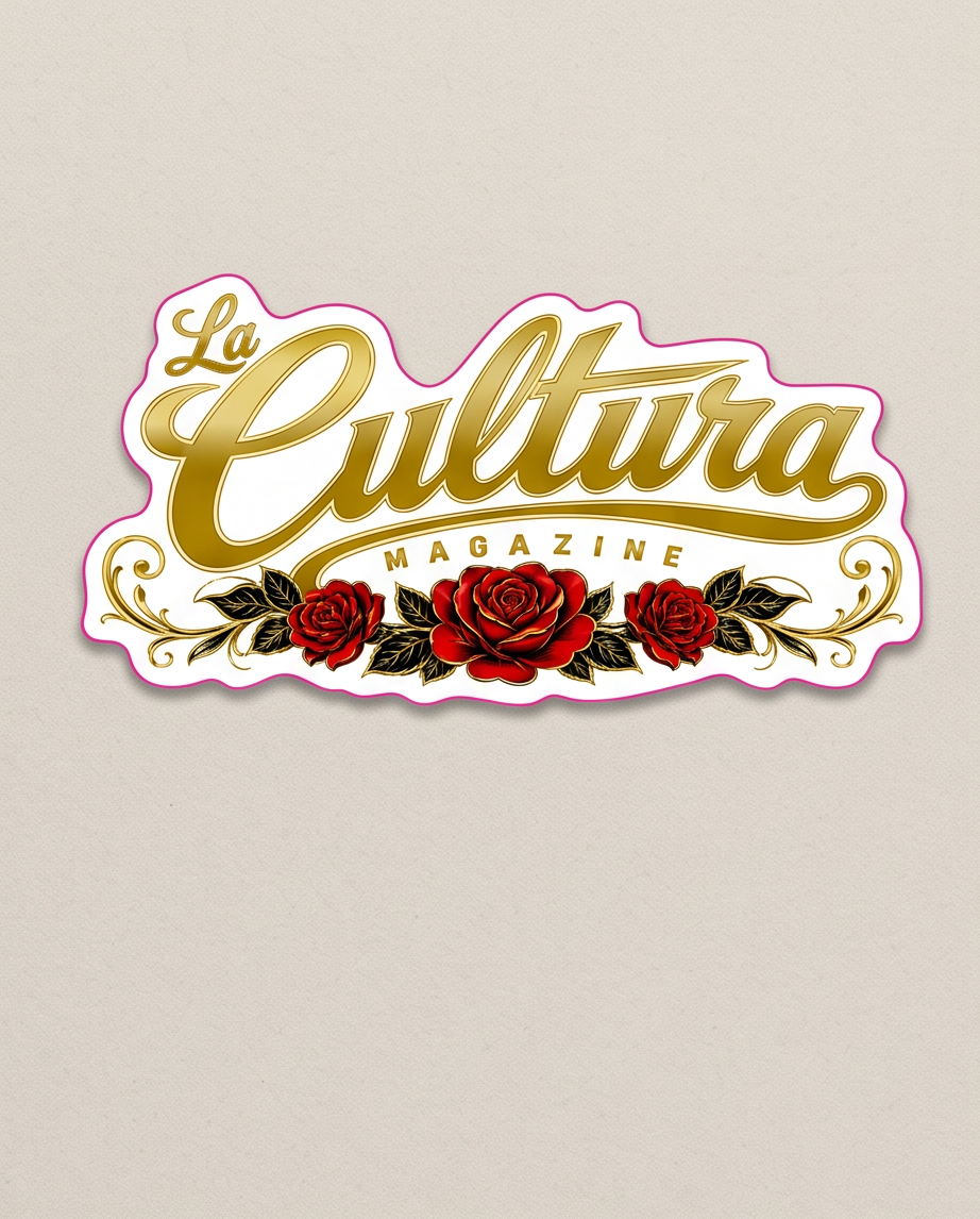 La Cultura Magazine Logo Sticker Wtih Roses